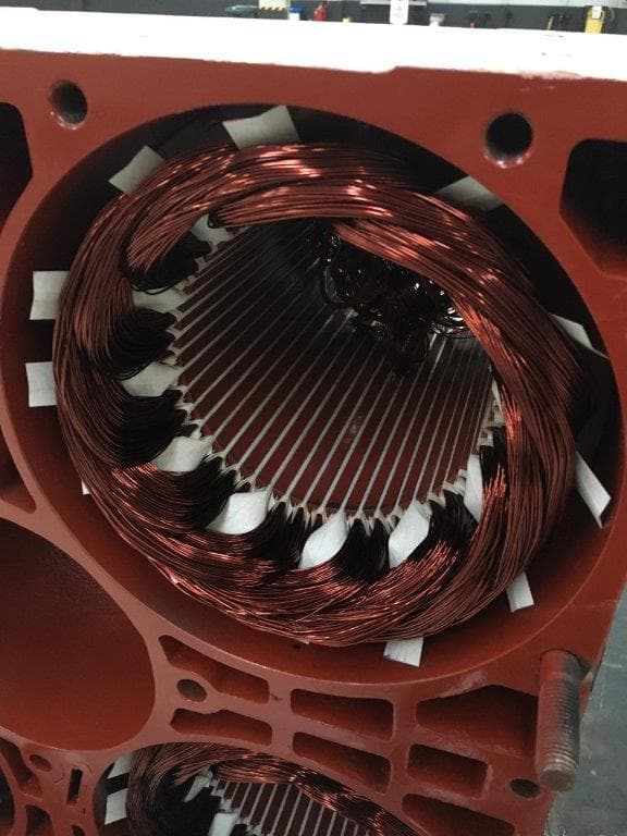 A red stator housing
