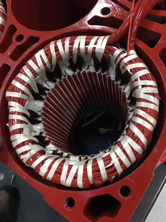 A stator with its winding completed