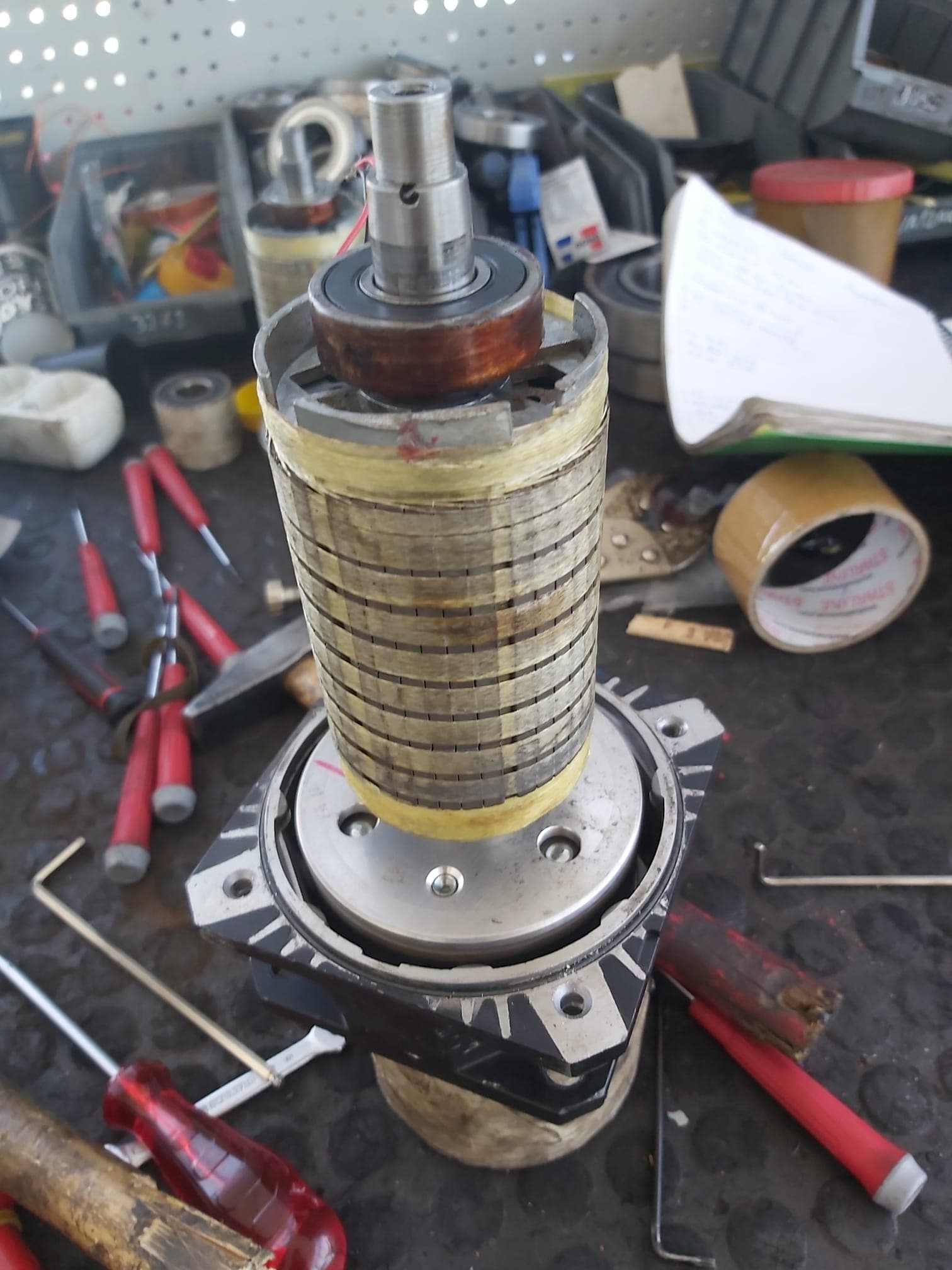 A slip-ring unit on the workbench