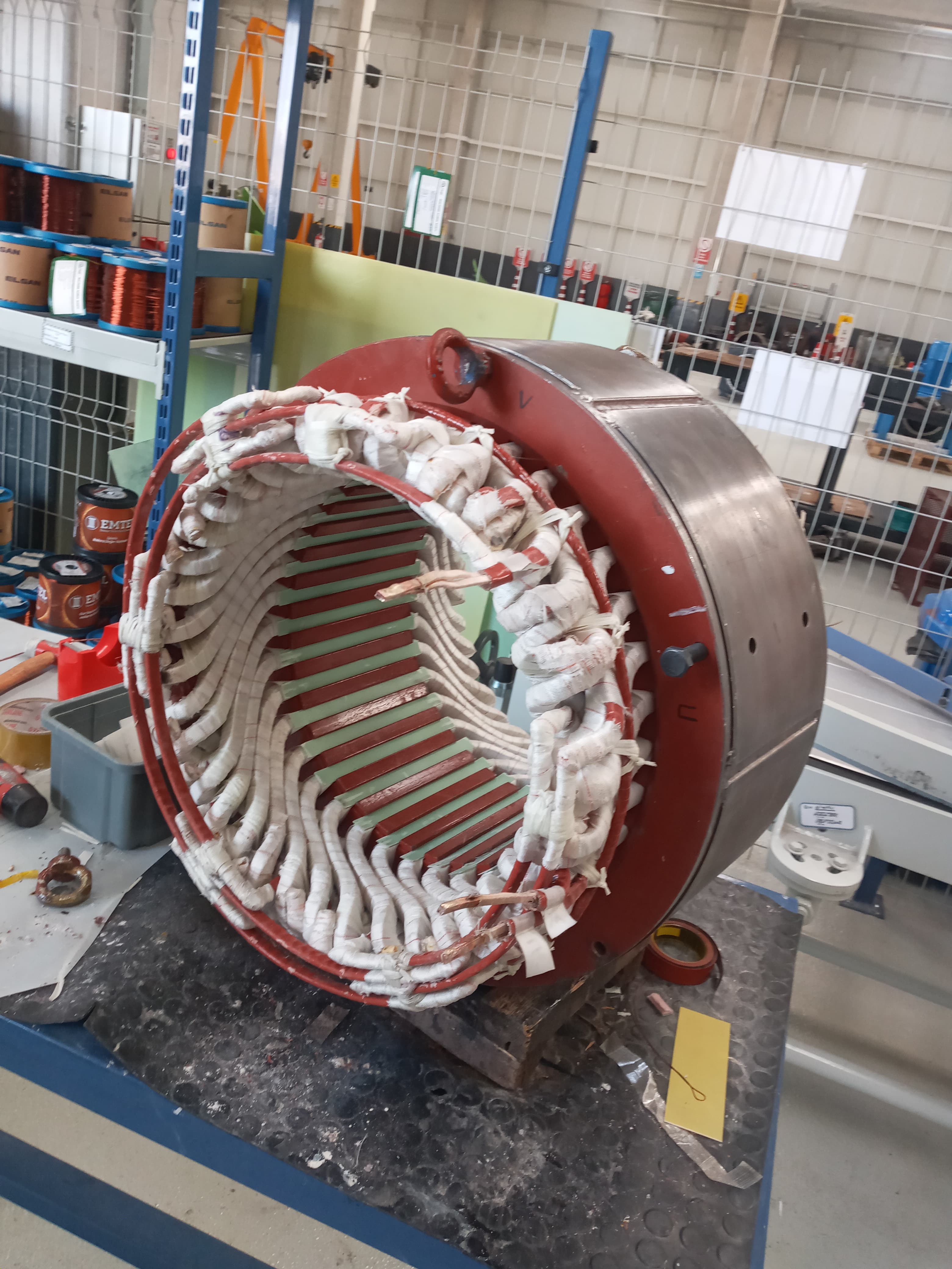 A stator being rewound