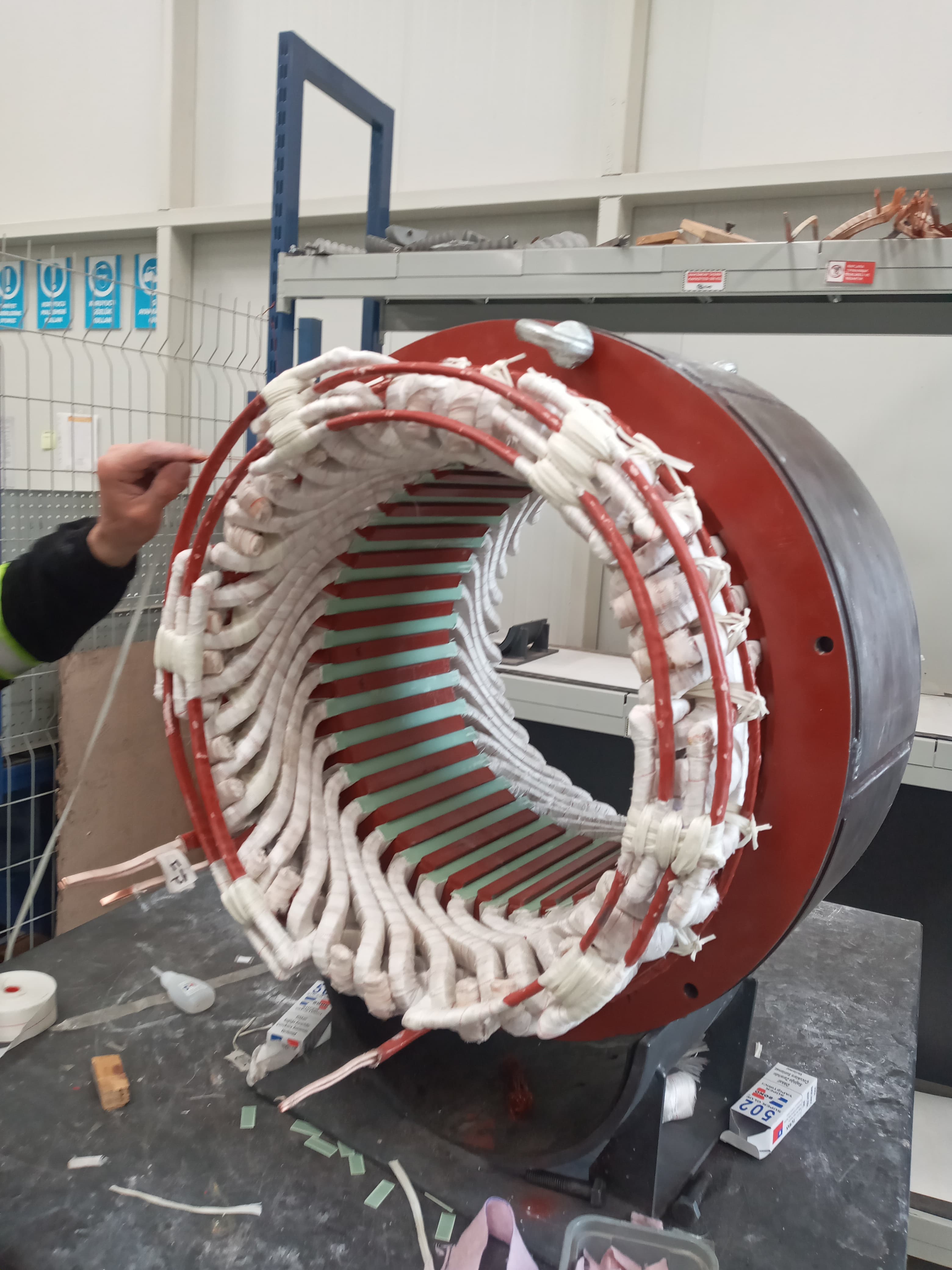 Stator winding work
