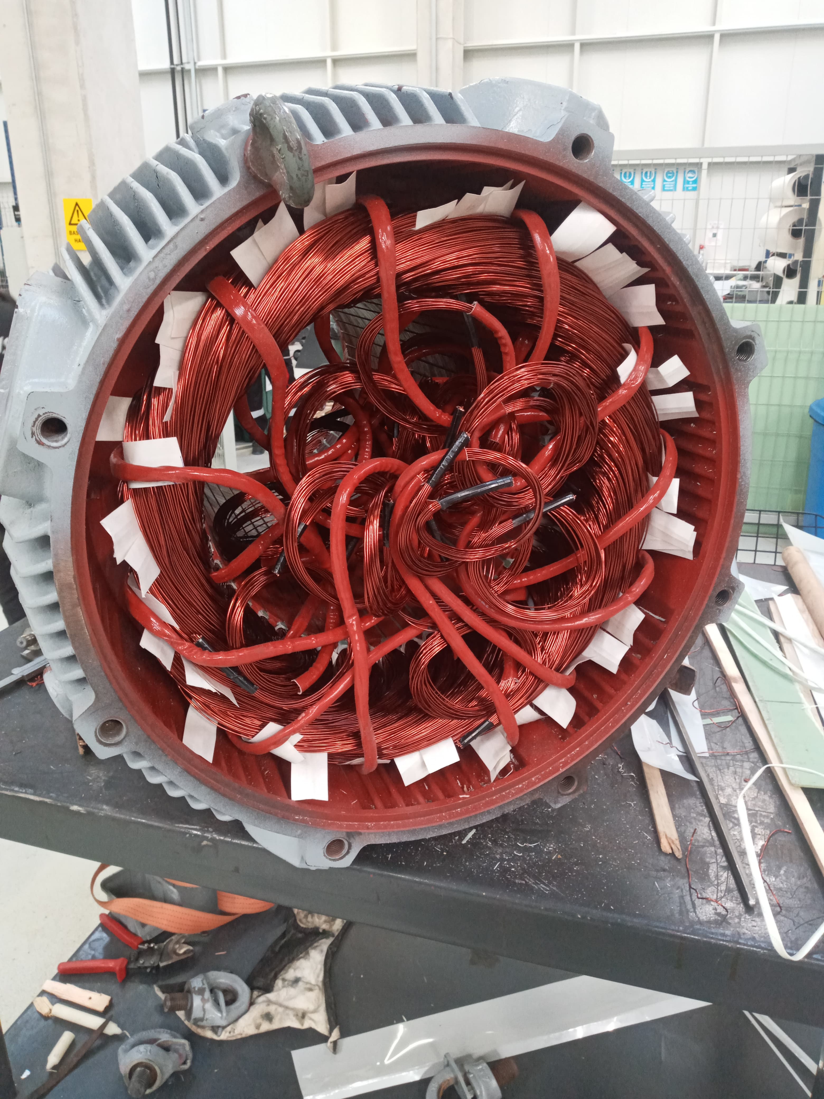 A labelled stator winding