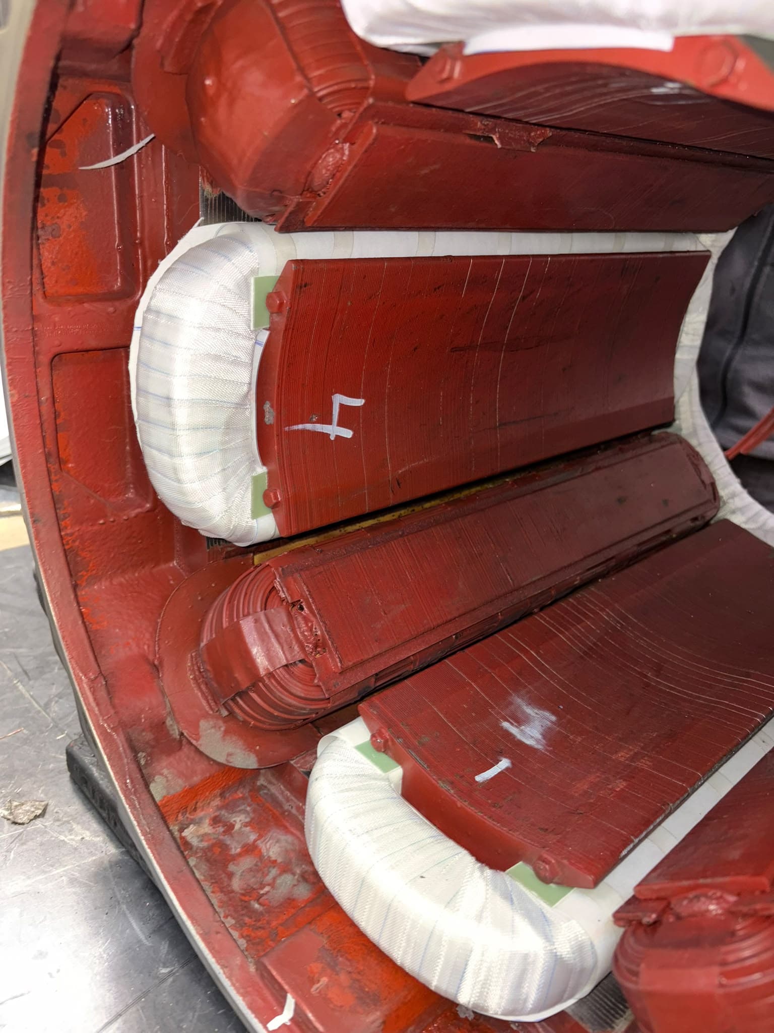 Close-up of pole coils