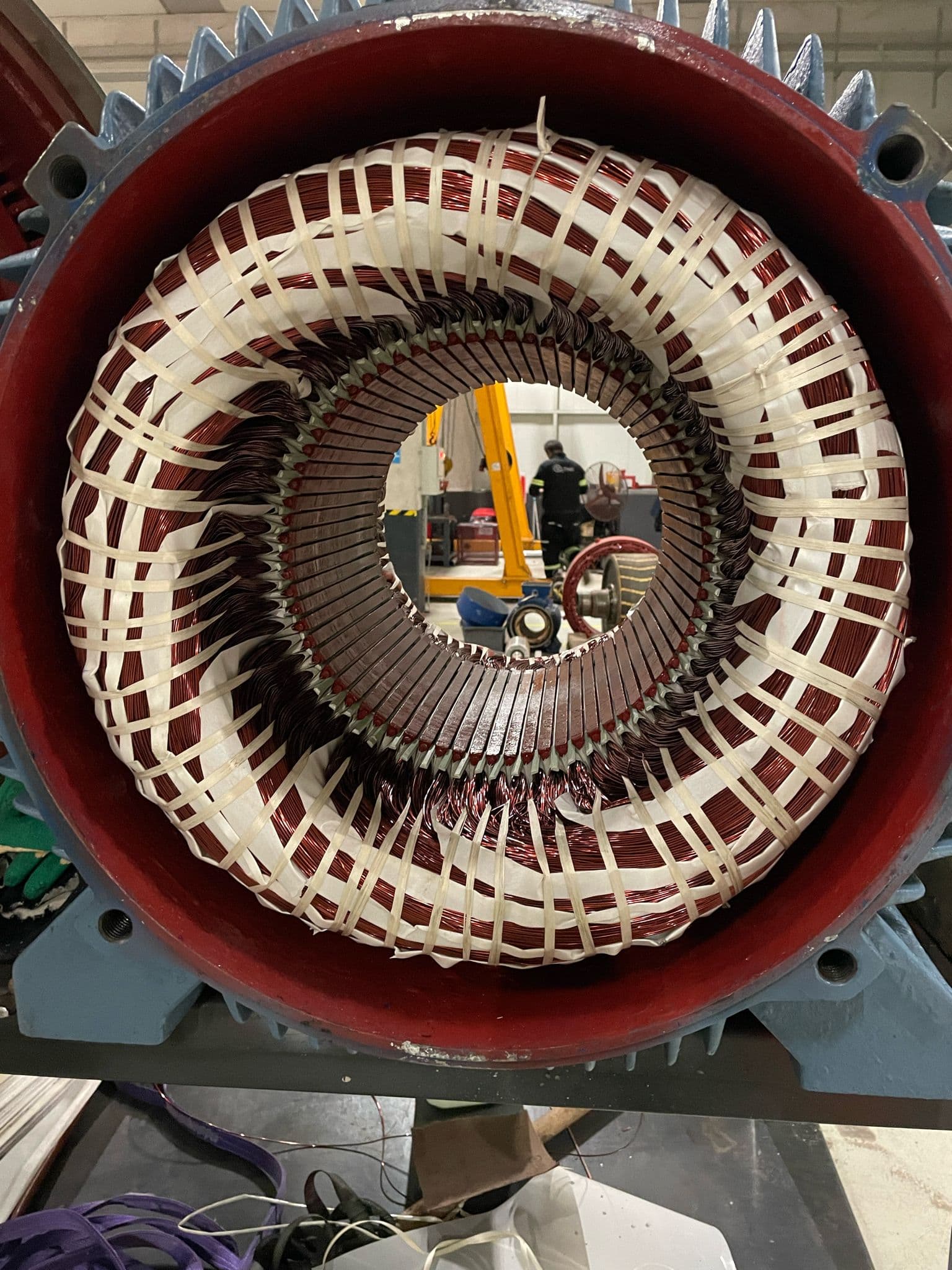 Interior view of a completed stator winding