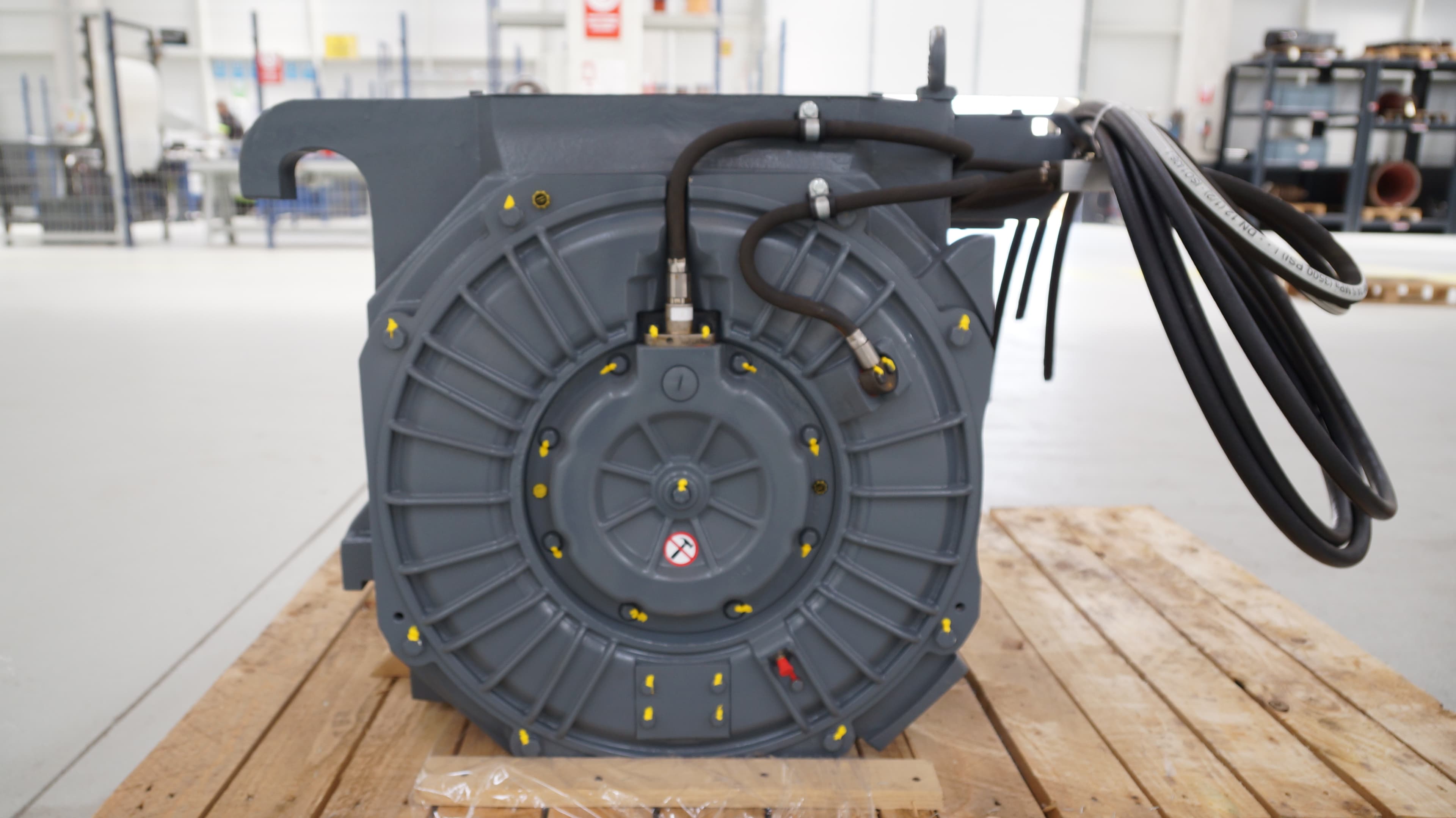 Overhauled motor on a pallet
