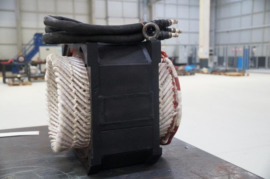 A stator core with its insulated coils
