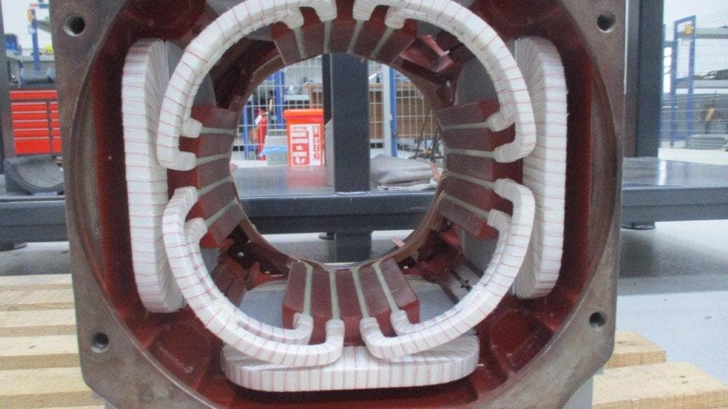 A stator with white insulated coils