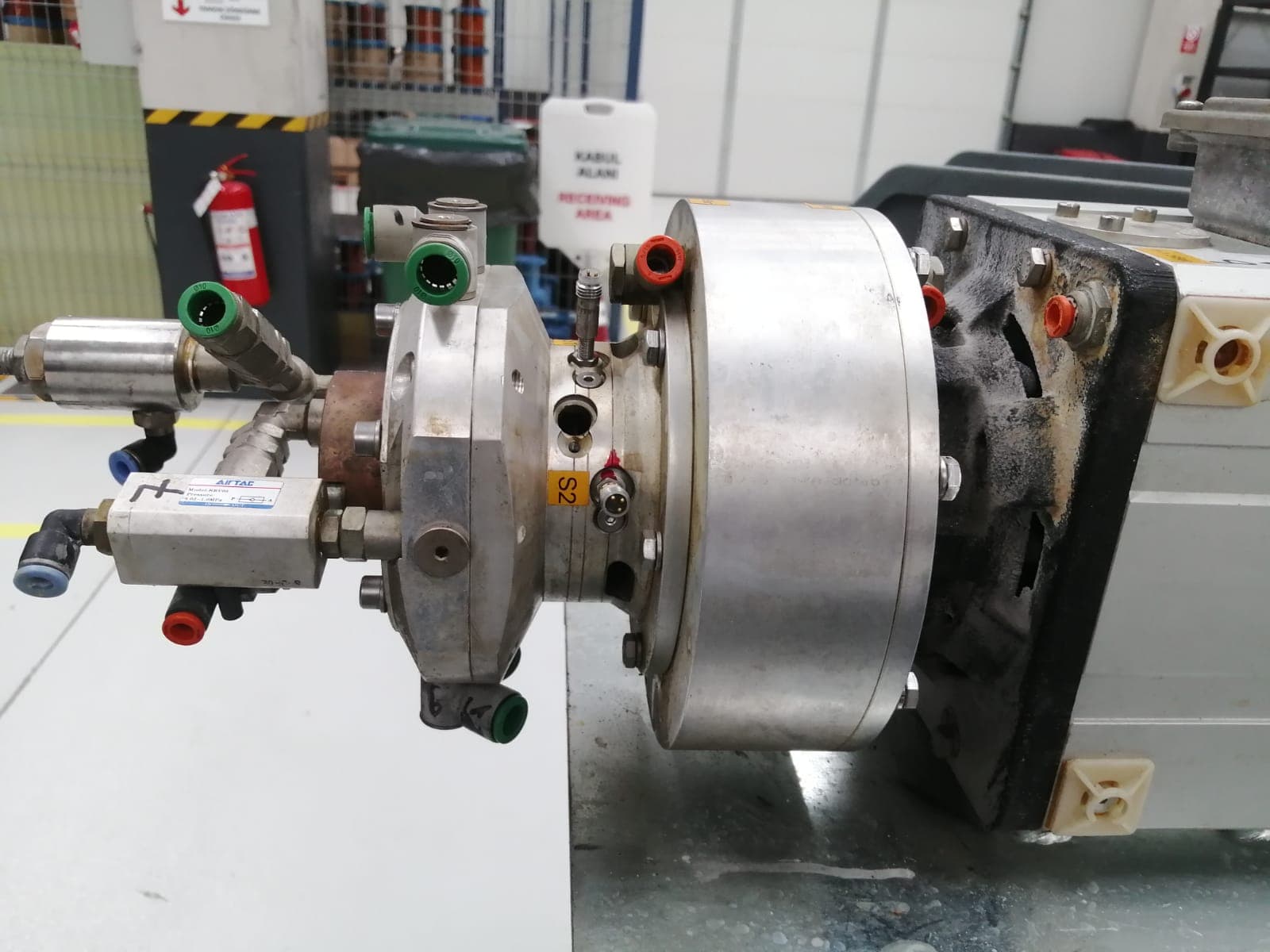 A dismantled servo motor and encoder